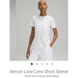 🍋 Lululemon Love Crewneck Short Sleeve T Shirt STRIPE WHITE BLACK 16 $48 W3EYNS